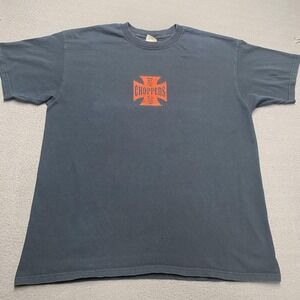 Vintage West Coast Choppers Shirt Mens XL Gray Long Beach Biker Graphic Tee 90s